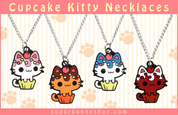 Cupcake Kitty Necklaces