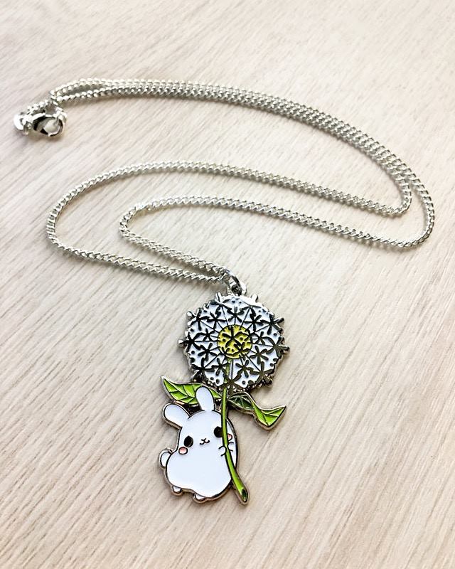 Dandelion Puddle Bunny Necklace