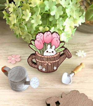 Bunny Planter Wood Pin