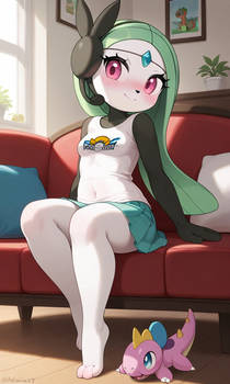 meloetta with toy dinosaur