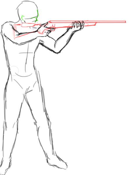 pose ref - aiming a rifle (standing) by idontknowanyone on DeviantArt