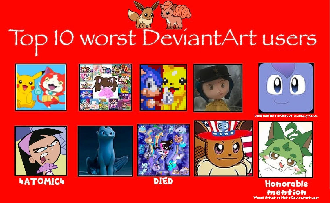 Top 10 Worst Deviantart Users for me by EeveeandVulpix2000 on DeviantArt Top 10 Worst Deviantart Users for me by EeveeandVulpix2000 on DeviantArt