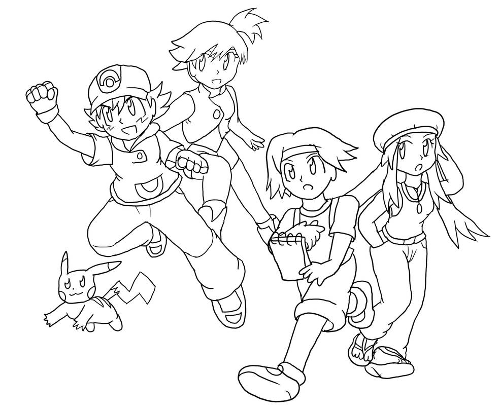 Line Formation Pokemon Pokemon Crew ~Commission~ :Lineart: by Xero-J on DeviantArt