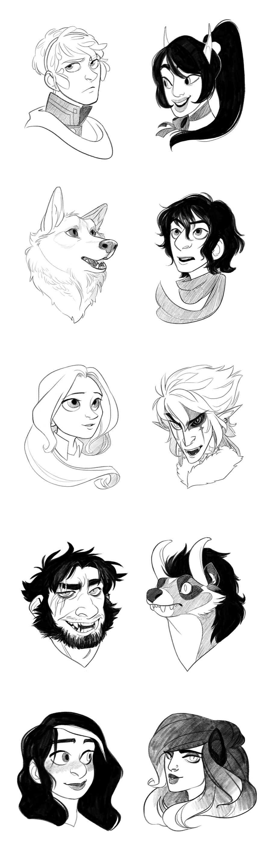 sketch headshots by Bambiiiiiii on DeviantArt
