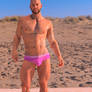 Amel 8.1 At The beach in speedos pink