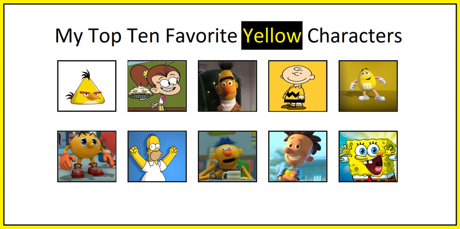My Top 10 Favorite Yellow Characters by PeytonAuz1999 on DeviantArt