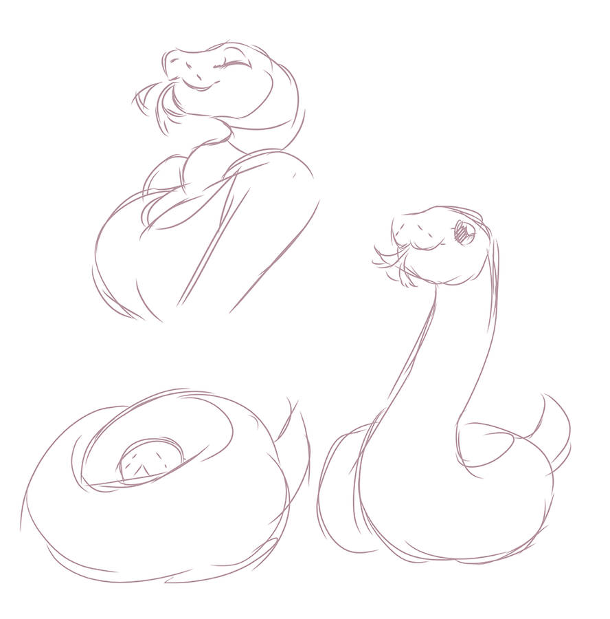 Anthro Python Ball Python Girl Sketch by AkuOreo on DeviantArt