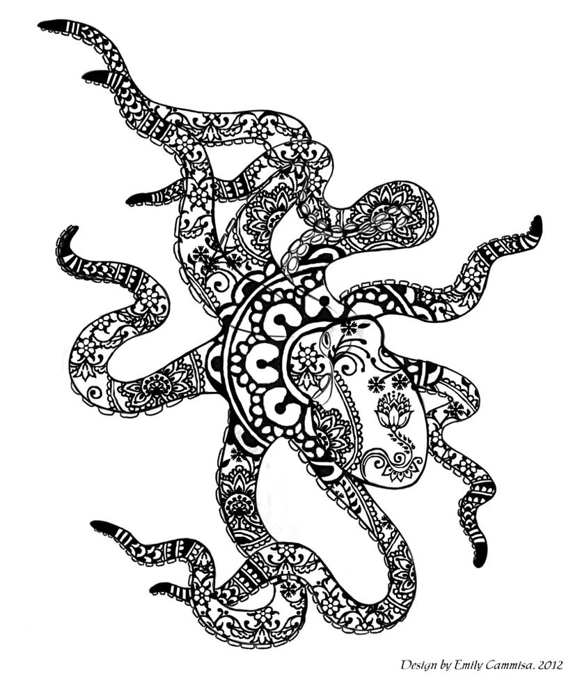 Henna Octopus Tattoo Lineart by EmilyCammisa on DeviantArt Henna Octopus Tattoo Lineart by EmilyCammisa on DeviantArt