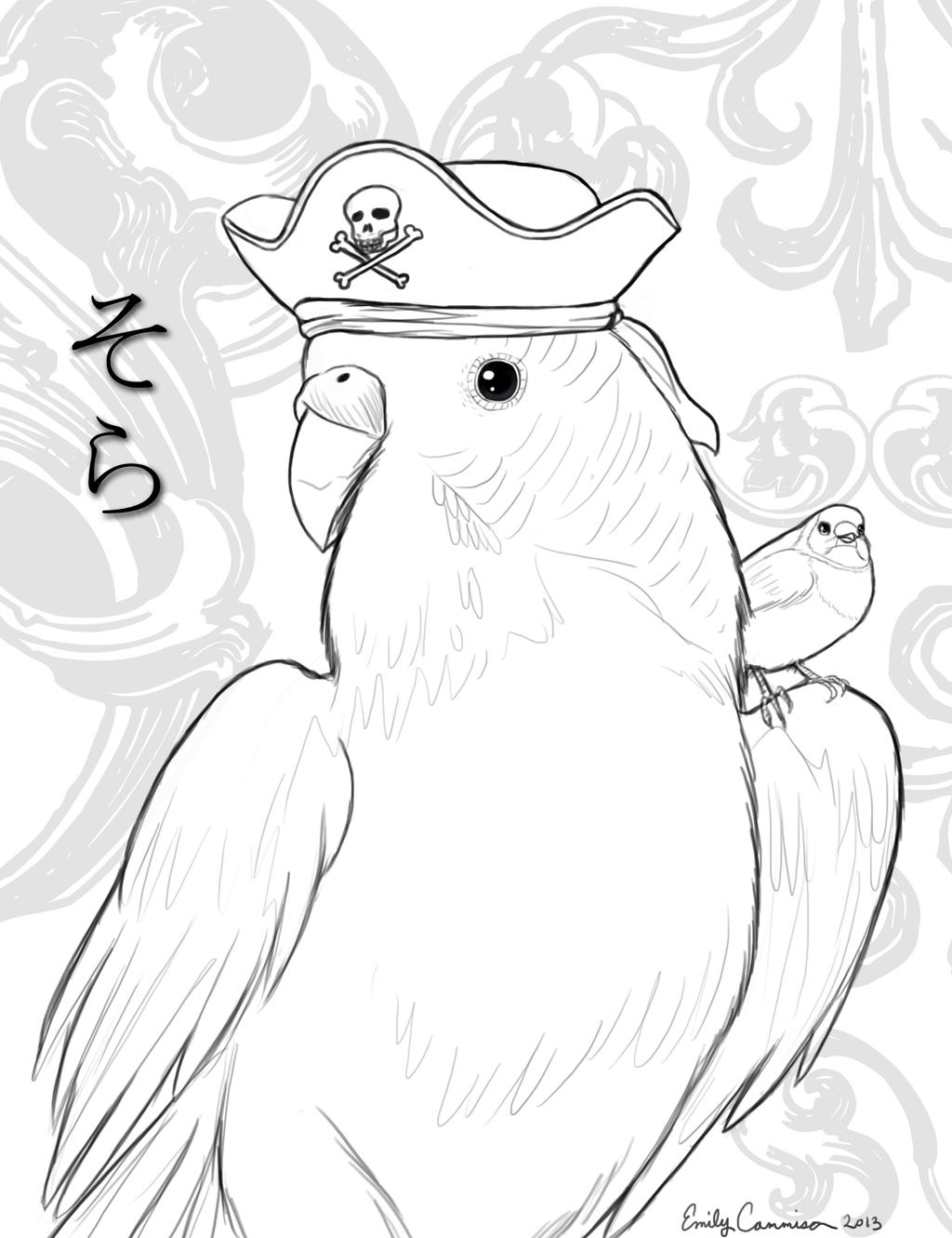 Sky the Budgie Lineart (non-anime)