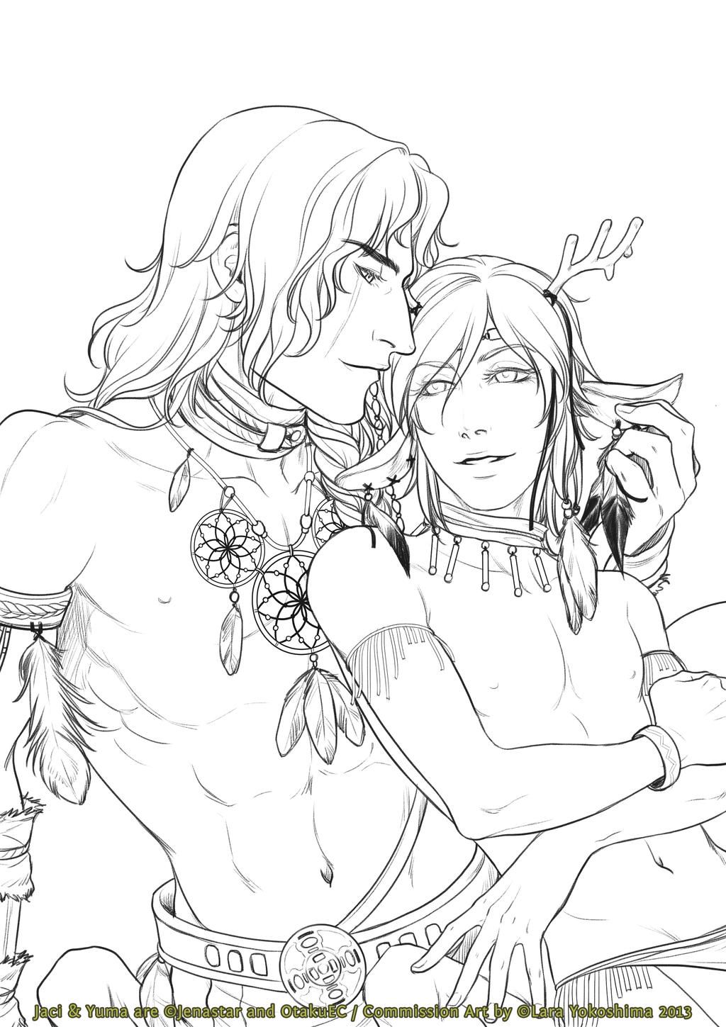 Jaci and Yuma by Lara Yokoshima (Lineart) by EmilyCammisa