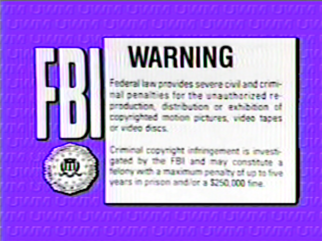 UWM Video Collection warning screen (1987) by UnitedWorldMedia on ...