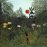 Henri Rousseau's Virgin Forest with Sunset.