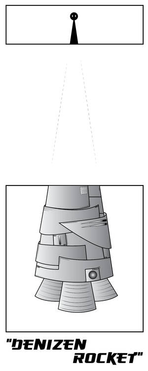 'Denizen Rocket' - greyscale