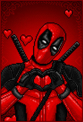 DEADPOOL - Happy Valentines Day! - Pixel art GIF