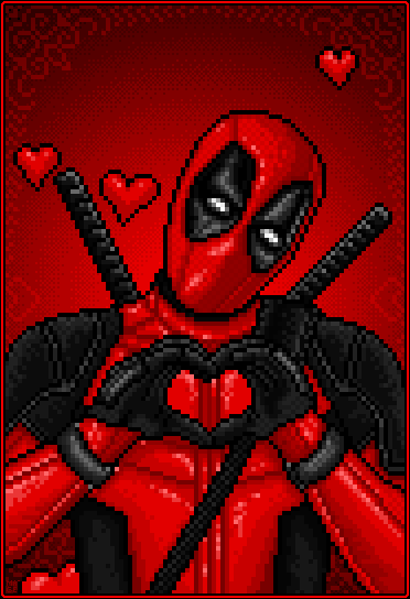 DEADPOOL - Happy Valentines Day! - Pixel art GIF