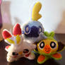 Scorbunny, Grookey, and Sobble Plushie's