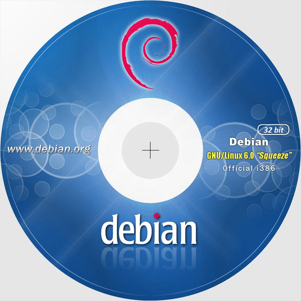 Debian 6 CD-DVD Label 32 bit 300dpi