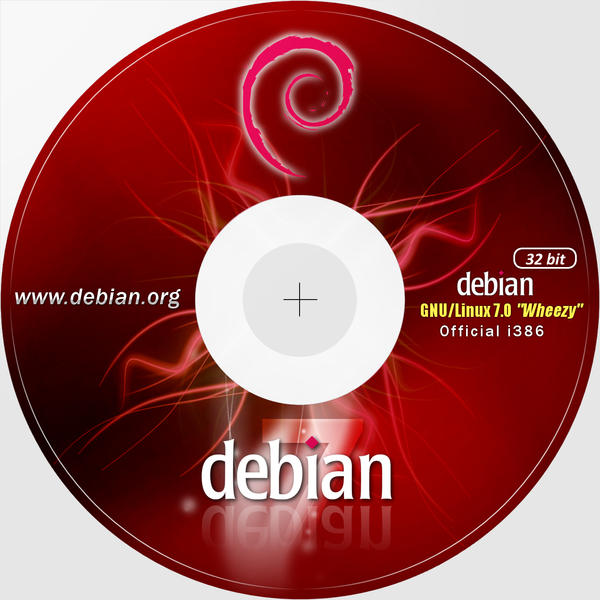 Debian 7 32bit CD-DVD Label 300dpi by MiroZarta