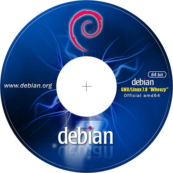 Debian 7 CD-DVD Label 64 bit 300dpi