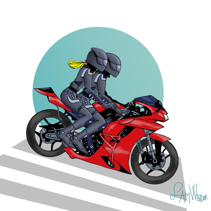 Two Biker Girls Riding on a Motorcycle by DawidGolaszewski on DeviantArt