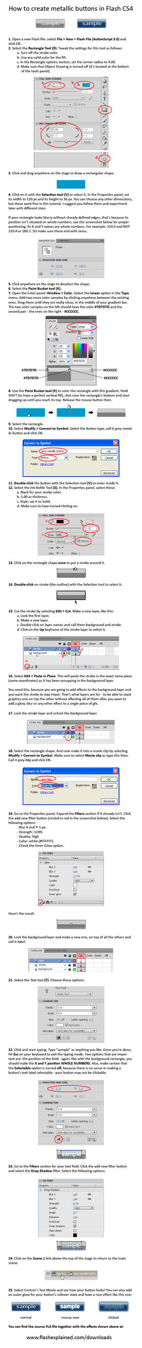 Flash metallic buttons how-to by FlashExplained