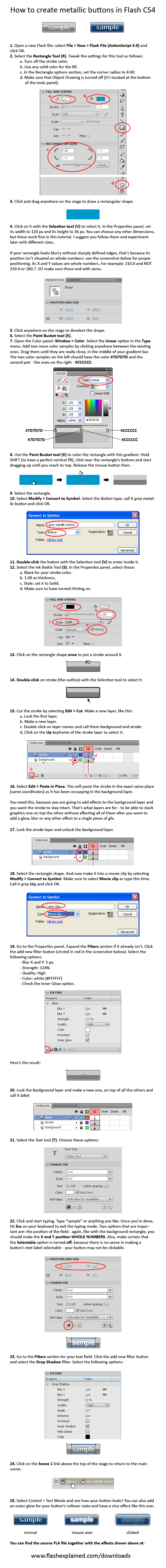 Flash metallic buttons how-to by FlashExplained
