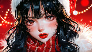 Anime girl in Christmas mood