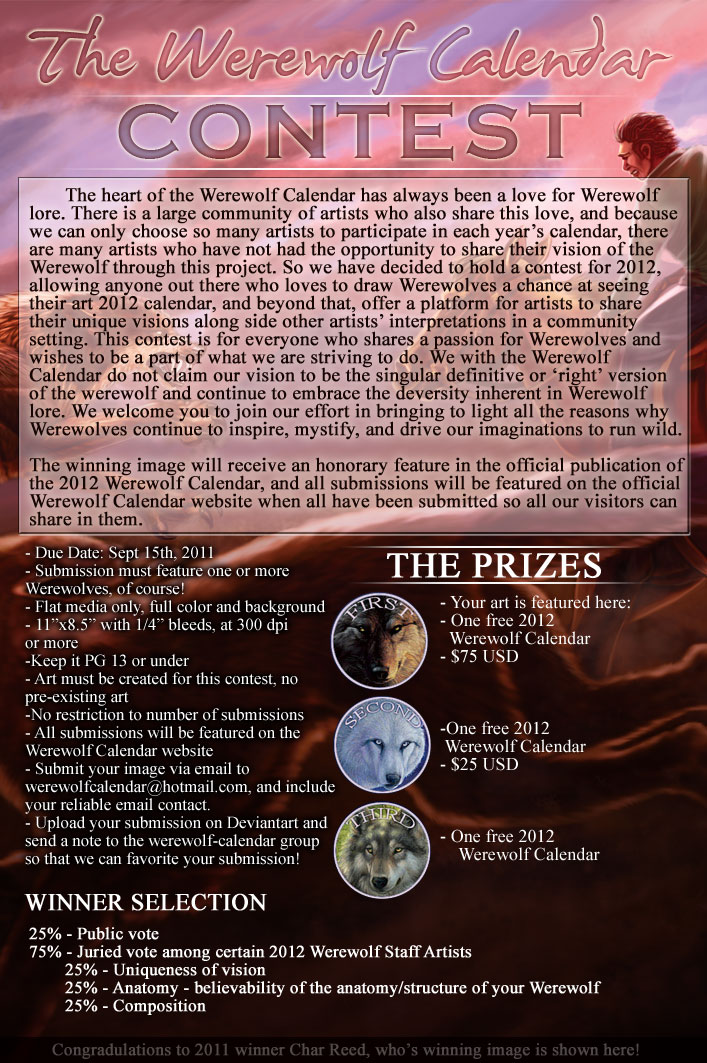 Werewolf Calendar Contest 2012