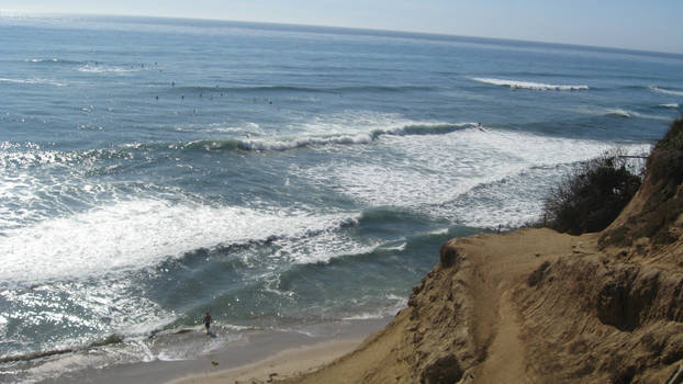 Looking down to the beach