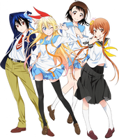 Nisekoi, Chitoge,Onodera,Tsugumi y Tachibana.