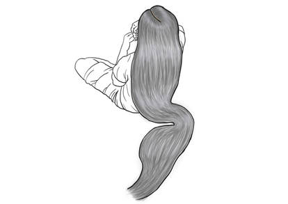 Ankle length long hair woman