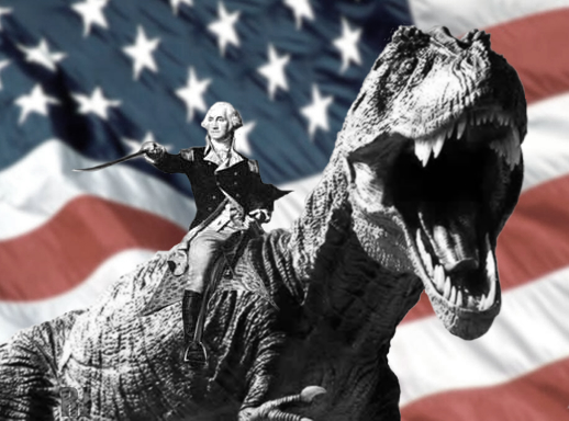 Washington Riding Raptor George Washington Riding A Velociraptor