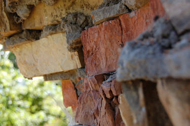 Wall of a collapsed building