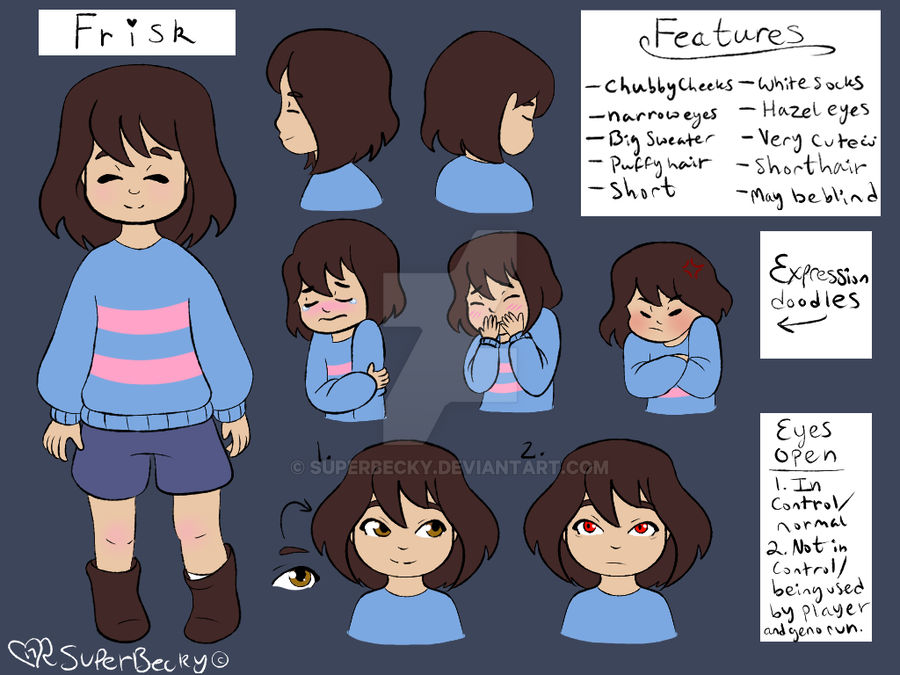 Frisk Reference Drawing SuperBecky's Frisk Refrence Sheet by SuperBecky on DeviantArt