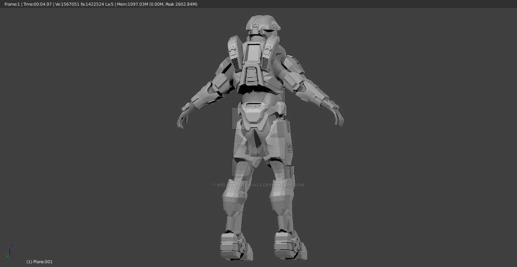 Masterchief Full Model (back) - Blender Creation by NelsonTutorials on ...