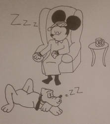 Mickey and Pluto catching some Zzz's