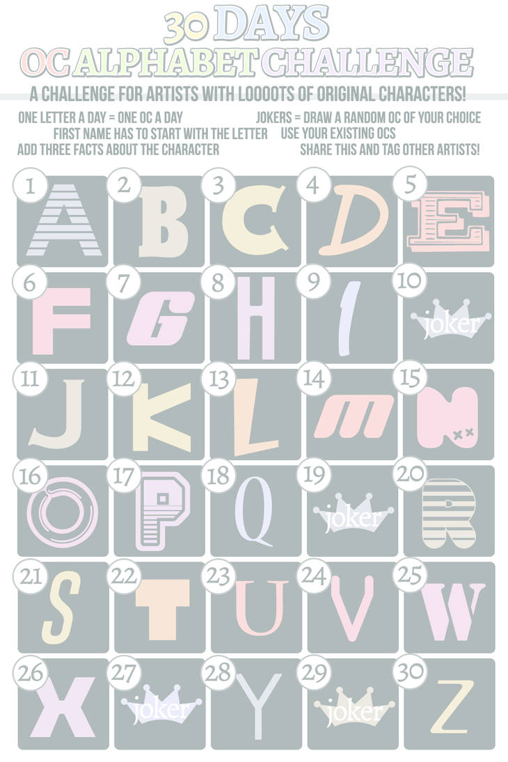 30 Days OC Alphabet Challenge by jollyrose on DeviantArt