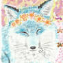 Resting blue fox  watercolor ACEO