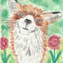 Friendly  Fox  watercolor aceo painting