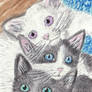 Playful kittens  watercolor painting