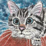 Curious  Tabby cat watercolor painting