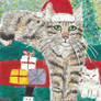 Happy Holidays cat watercolor painting