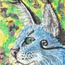 Blue cat face watercolor ACEO original painting