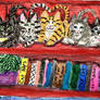 Cat Relaxing on bookcase ACEO watercolor painting