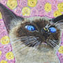 Cat With Bee On Nose Acrylic Painting