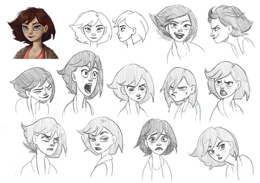 Sketches: facial expressions (Mel) by RenRoyal on DeviantArt