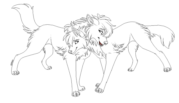 Wolf hug lineart