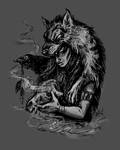 Shaman woman with the wolf