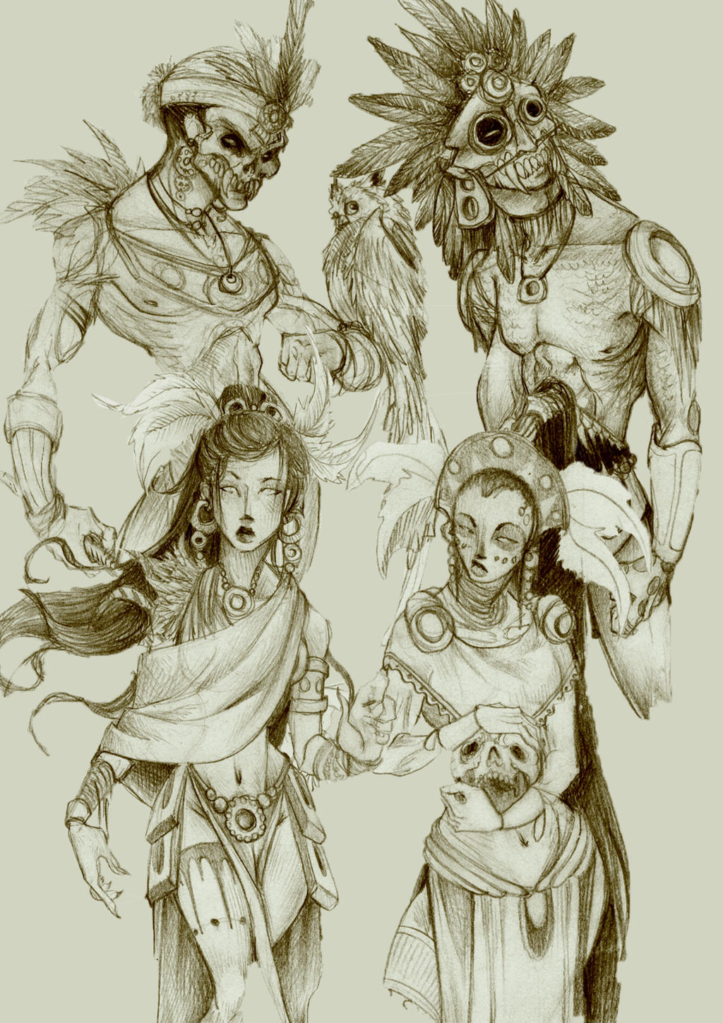 Aztec Gods Sketches by Deceptipunk on DeviantArt