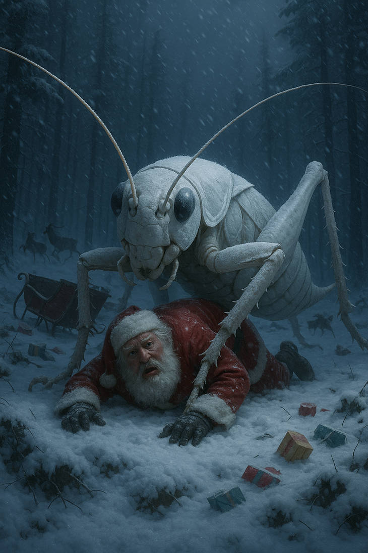Santa Cricket Insect Image Santa vs Cricket by skullstees on DeviantArt